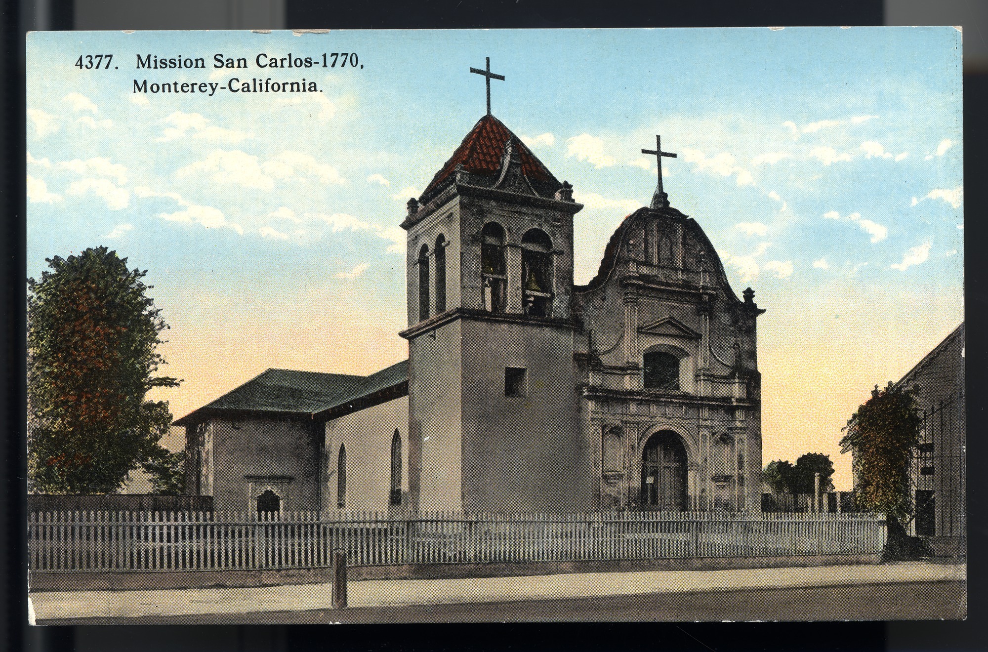 Postcard 04 – Mission San Carlos – 1770, Monterey – California. I. L. Eno Company. Curt Teich Company. ca 1914. NMAH 1986.0639.0326.