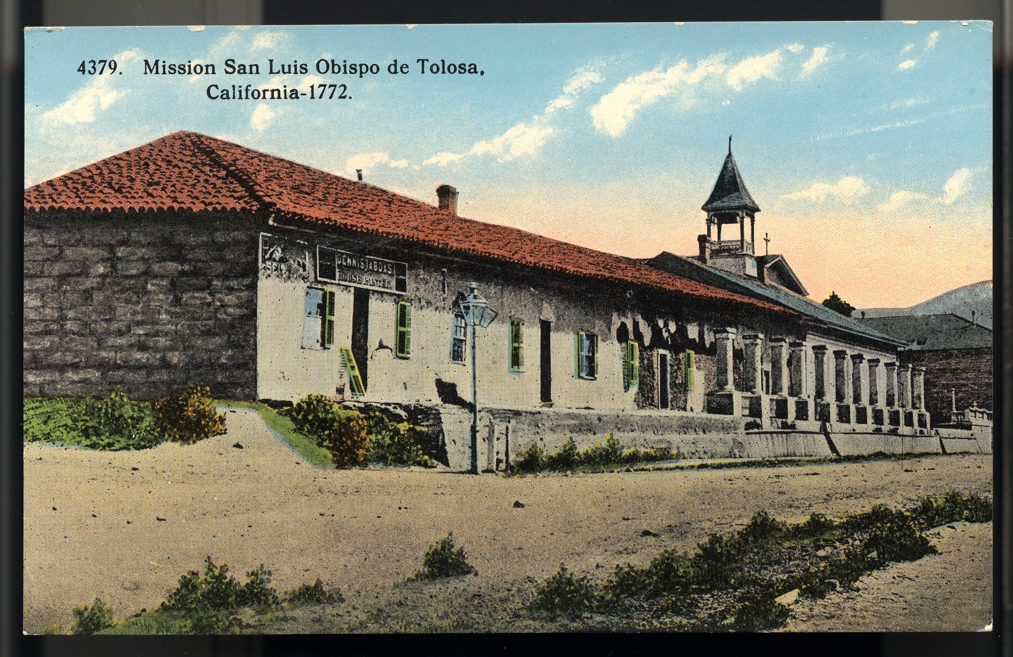 Postcard 19 – Mission San Luis Obispo de Tolosa, California – 1772. I. L. Eno Company. Curt Teich Company. ca 1914. NMAH 1986.0639.0324.