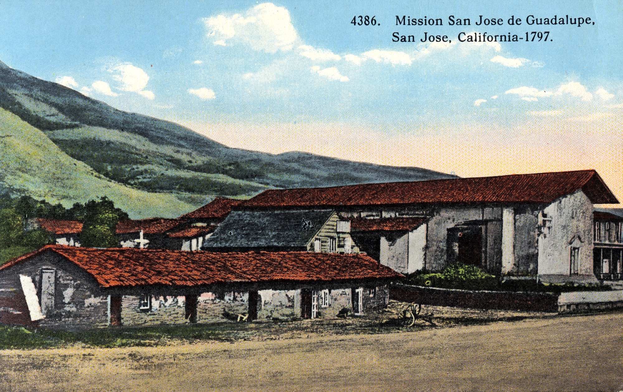 Postcard 45 – Mission San Jose de Guadalupe, San Jose, California – 1797. I. L. Eno Company. Curt Teich Company. ca 1914. NMAH 1986.0639.0319.