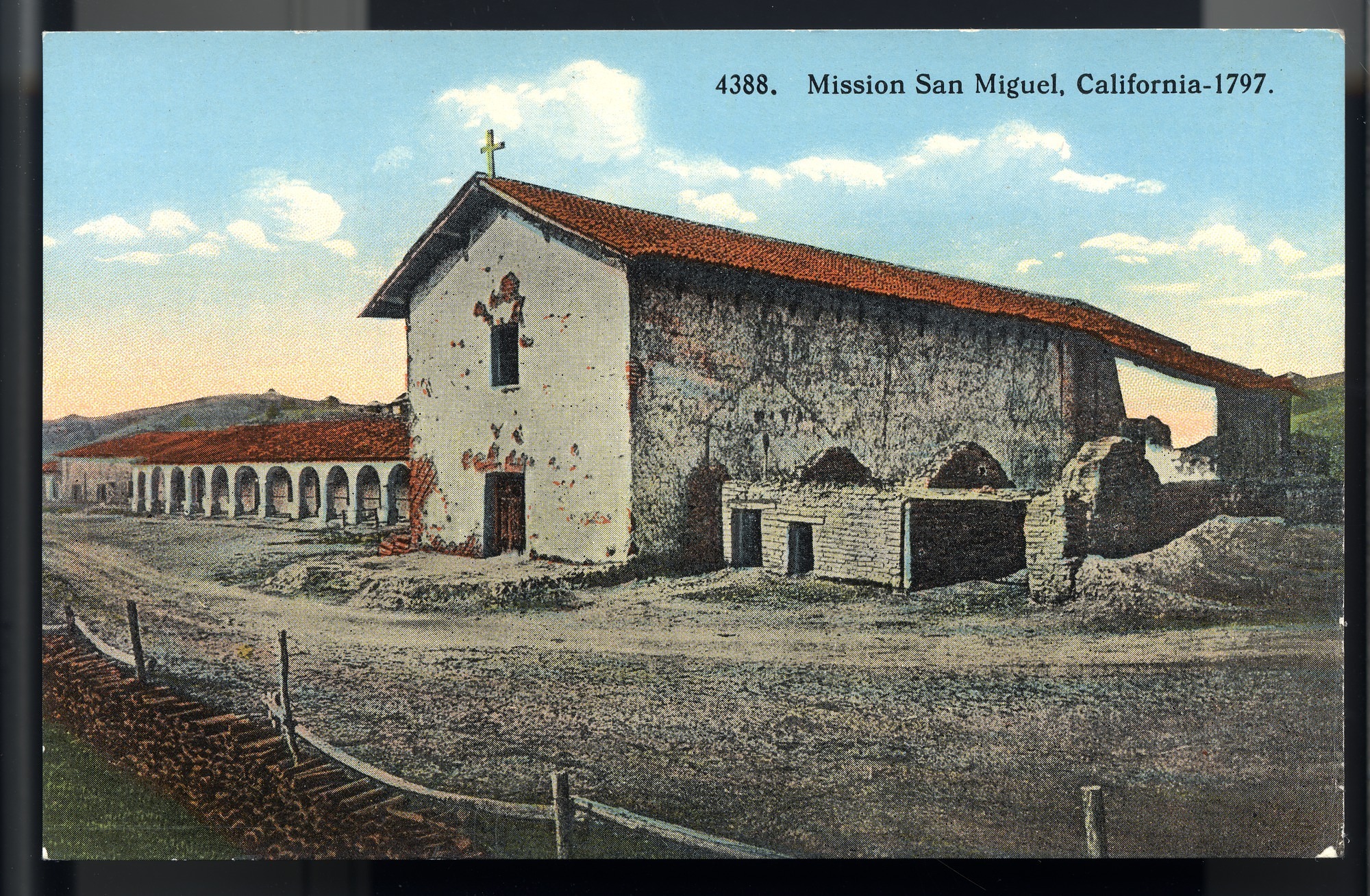 Postcard 48 – Mission San Miguel, California – 1797. I. L. Eno Company. Curt Teich Company. ca 1914. NMAH 1986.0639.0320.