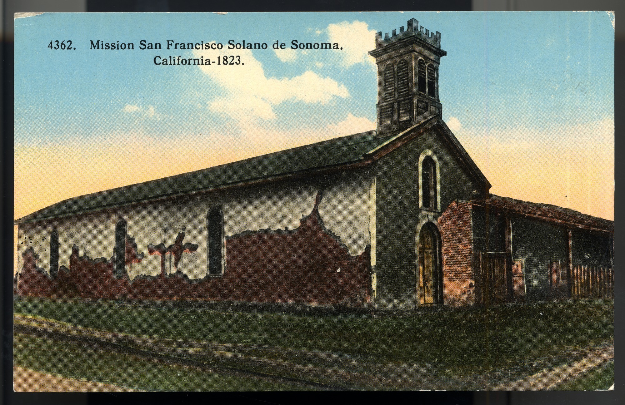 Postcard 63 – Mission San Francisco Solano de Sonoma, California - 1823. I. L. Eno Company. Curt Teich Company. ca 1914. NMAH 1986.0639.0322.