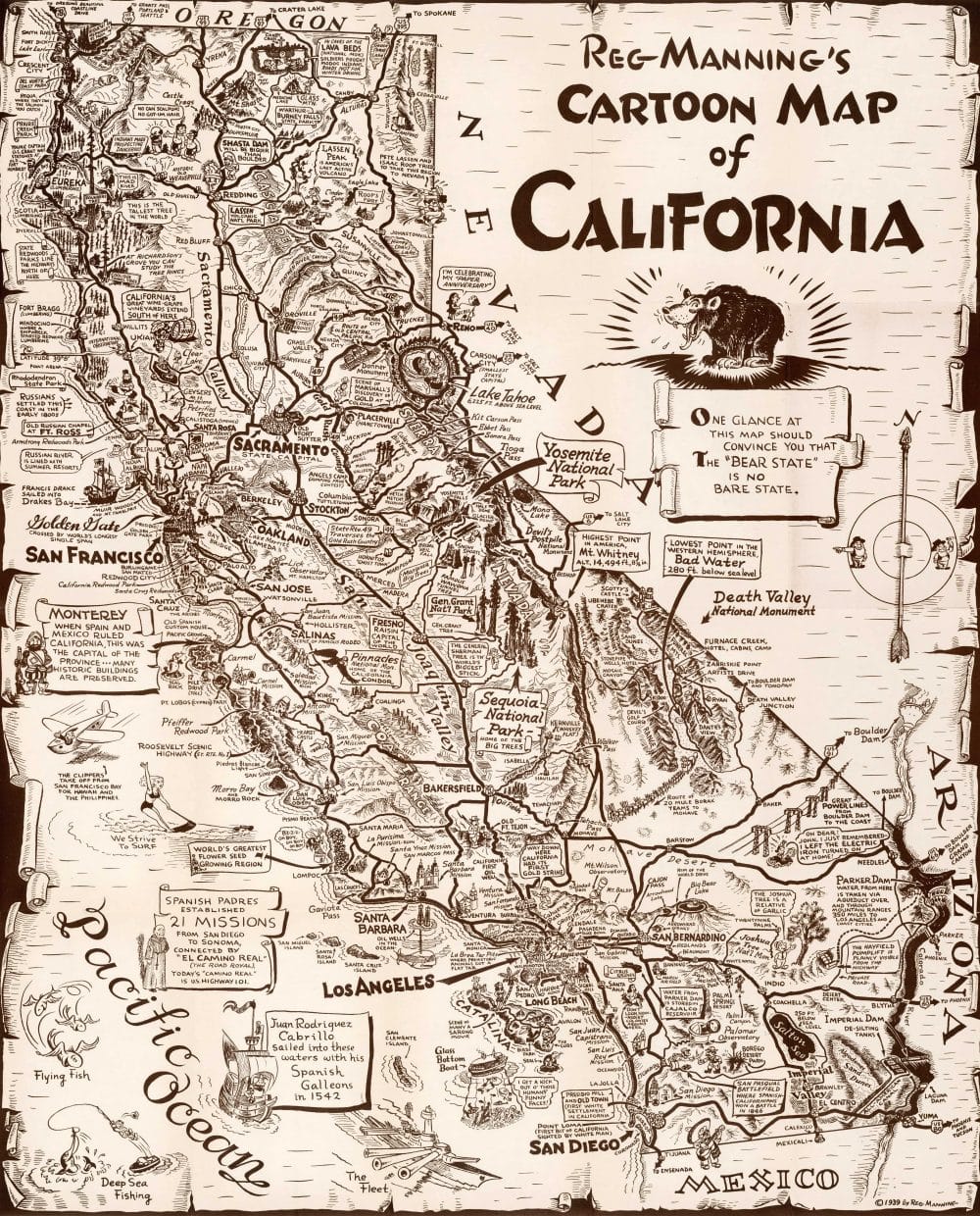 Reg Manning's Cartoon Map of California