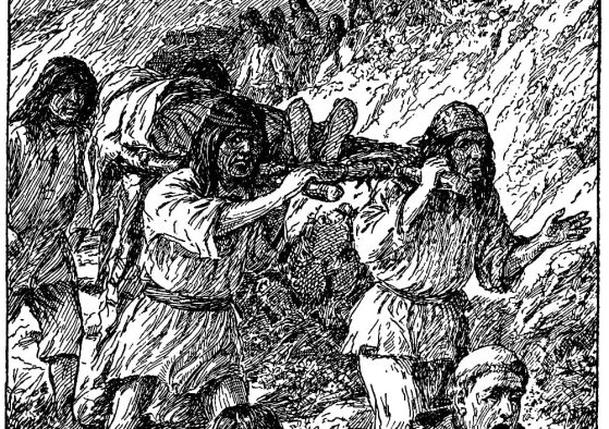 Indians convey the body of Fr. F. V. de Sarría to San Antonio Mission for Burial, 1835 - A. F. Harmer