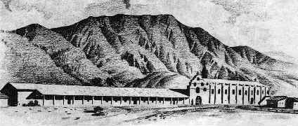 Image of the original San Gabriel Arcángel Mission