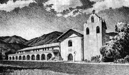 Panoramic view of Mission Santa Inés