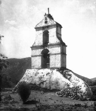 Rear of the campanile of San Antonio de Pala Asistencia - ca. 1888-1903
