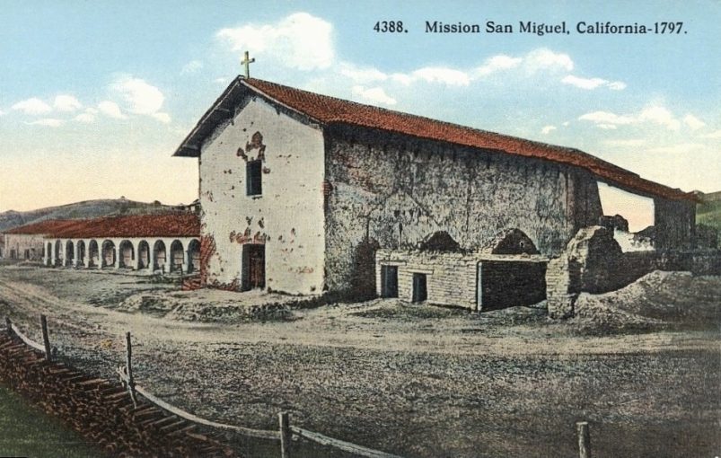 Old Postcard of Mission San Miguel Arcángel