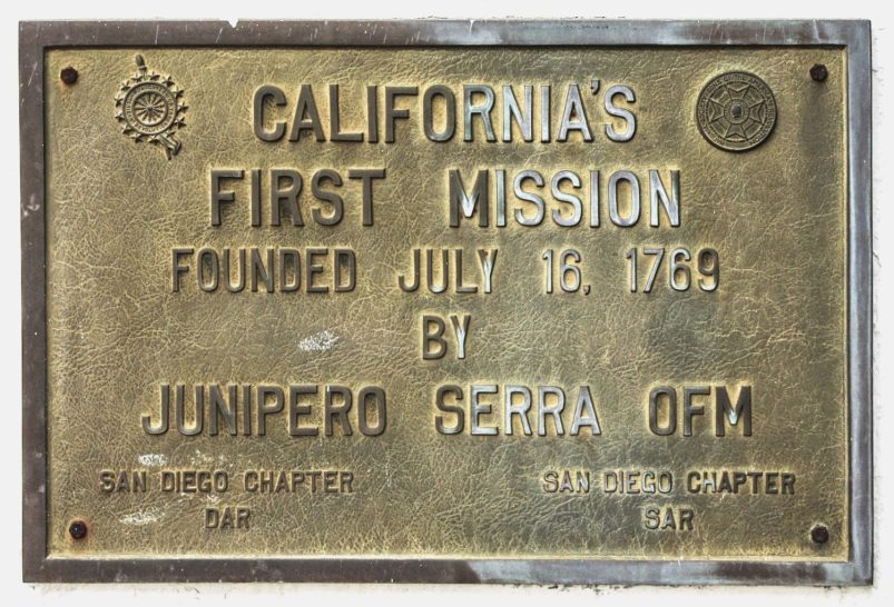 Plaque remembering San Diego de Alcalá as the first mission founded